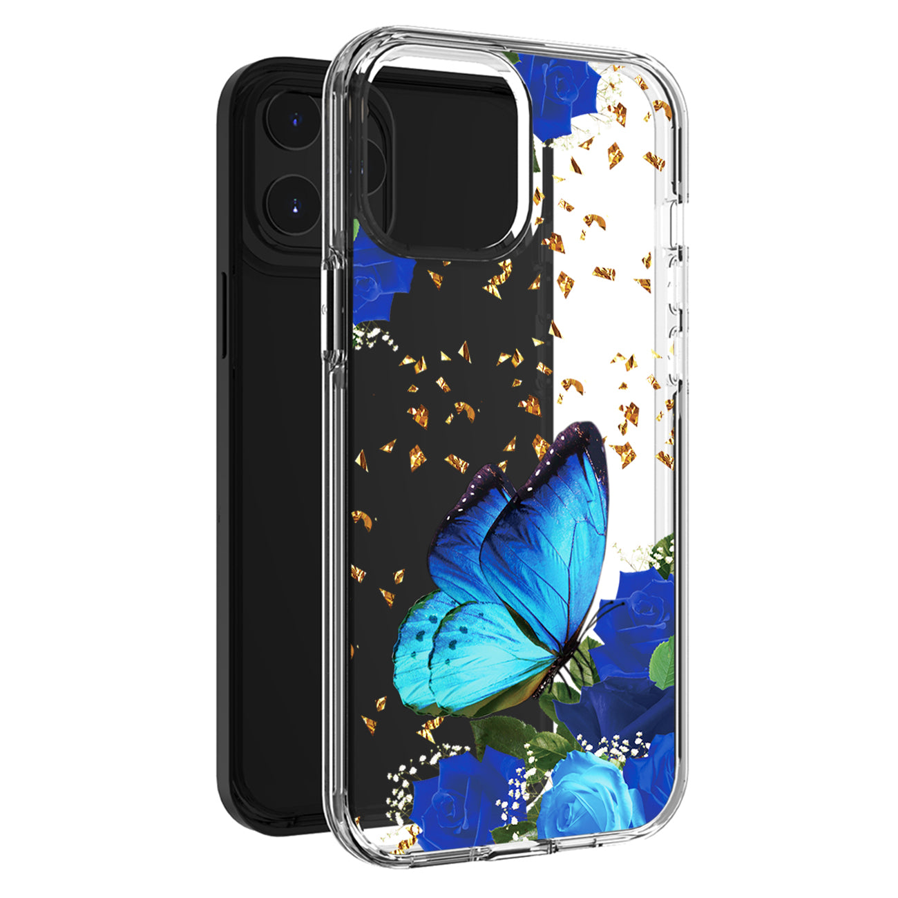 Pressed dried flower Design Phone case For iPhone 14 Pro Max In Blue