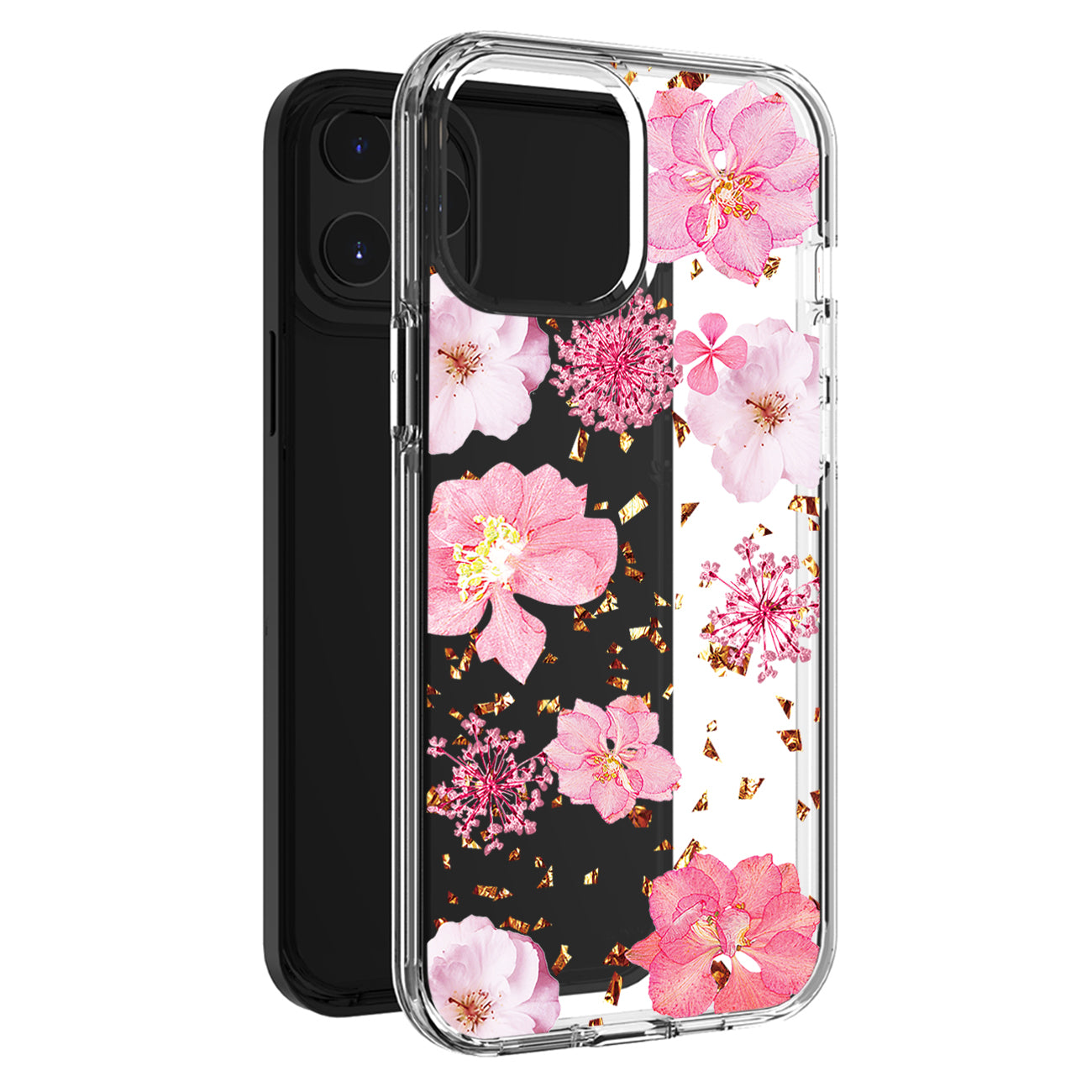 Pressed dried flower Design Phone case For iPhone 14 Pro Max In Pink