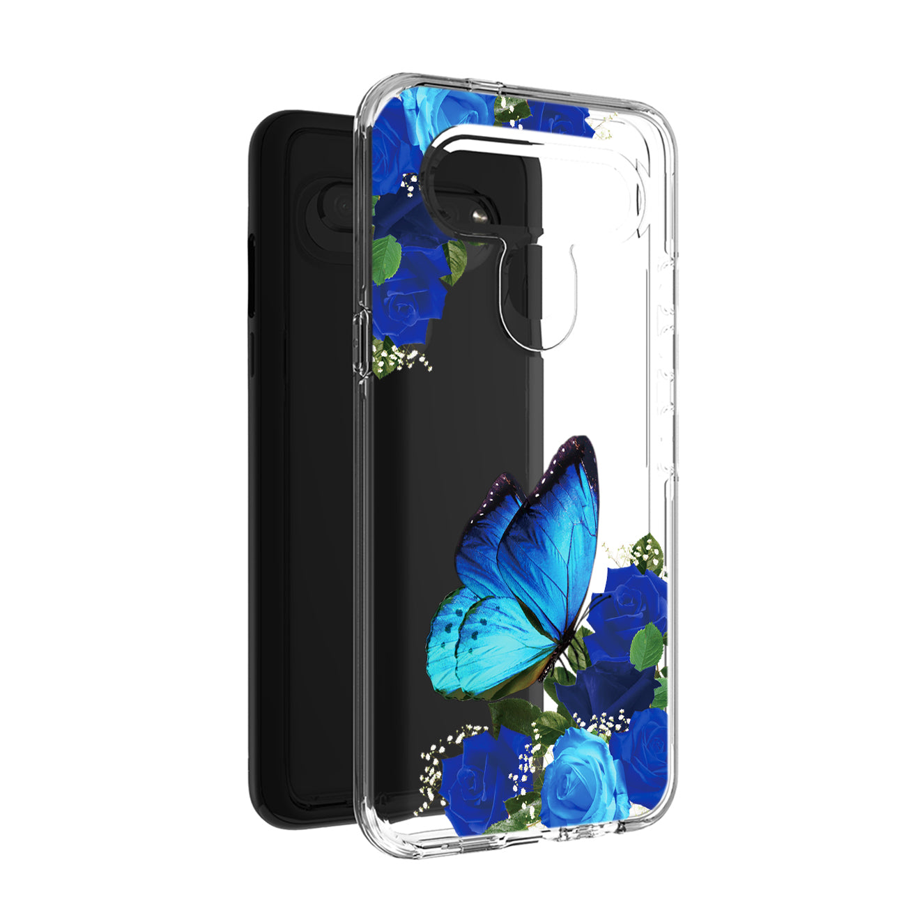 Phone Case Pressed Dried Flower Design LG K61 / K51s / K41s Blue Color