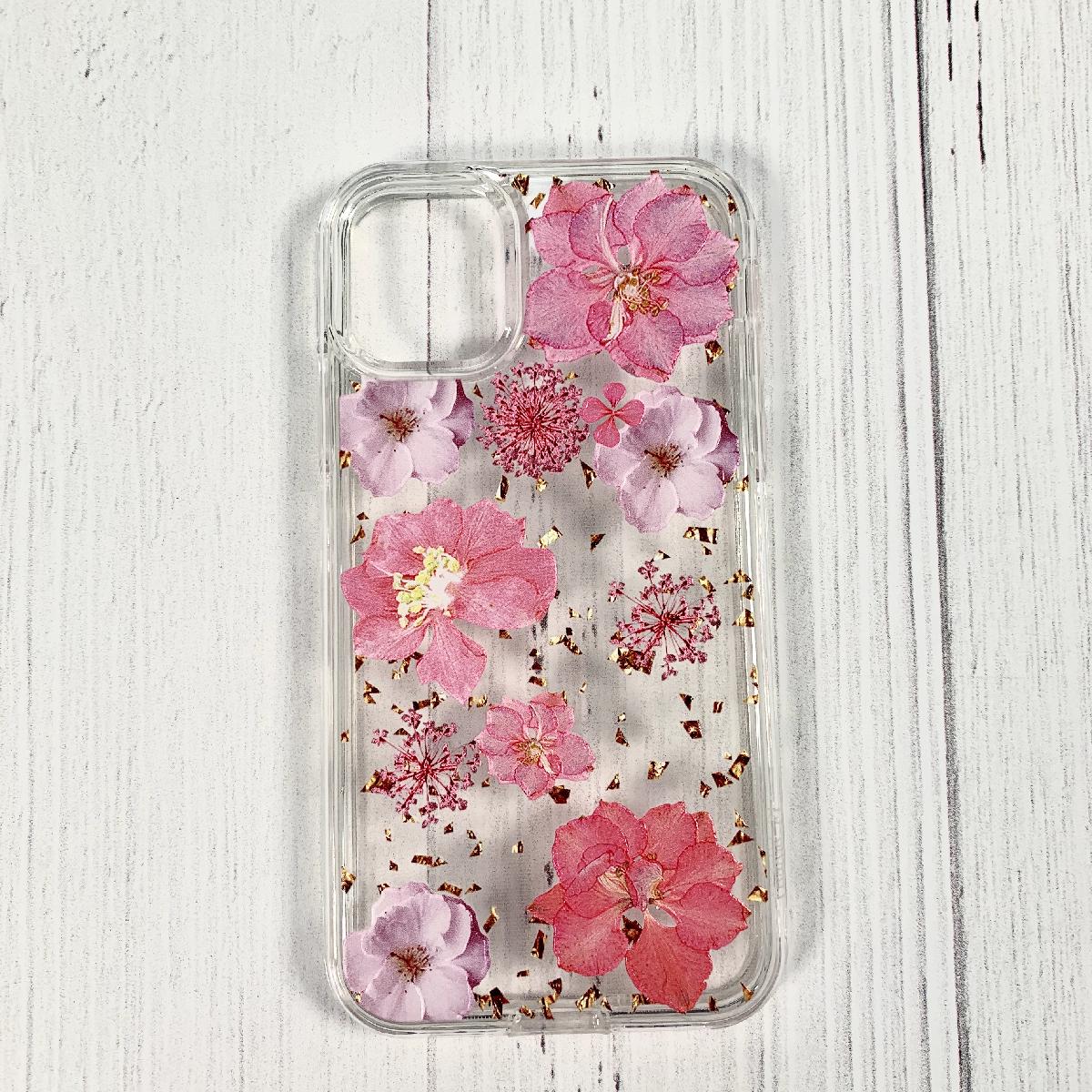 Phone Case Pressed Dried Flower Design LG K61 / K51s / K41s Pink Color