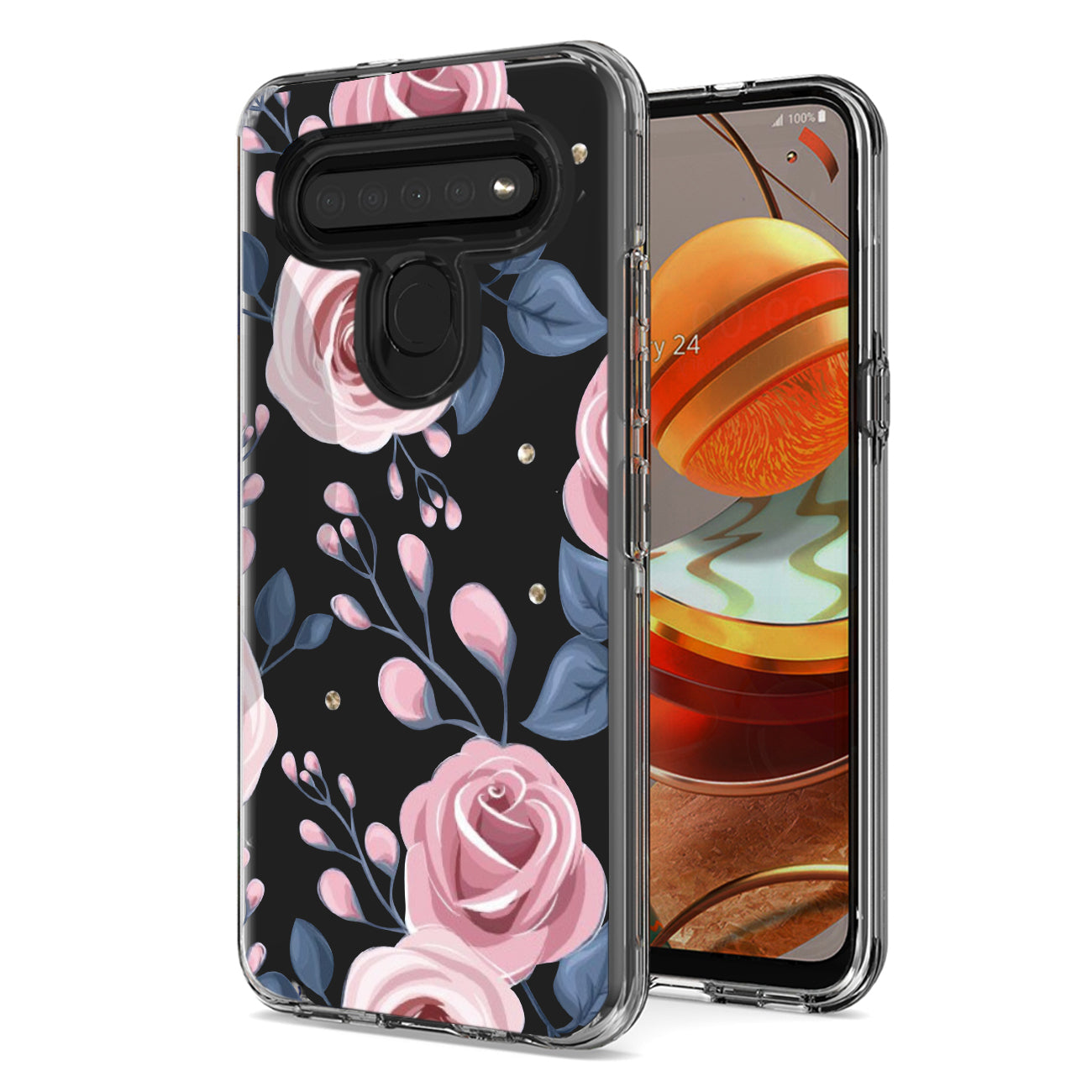 Phone Case Pressed Dried Flower Design LG K61 / K51s / K41s Rose Gold Color