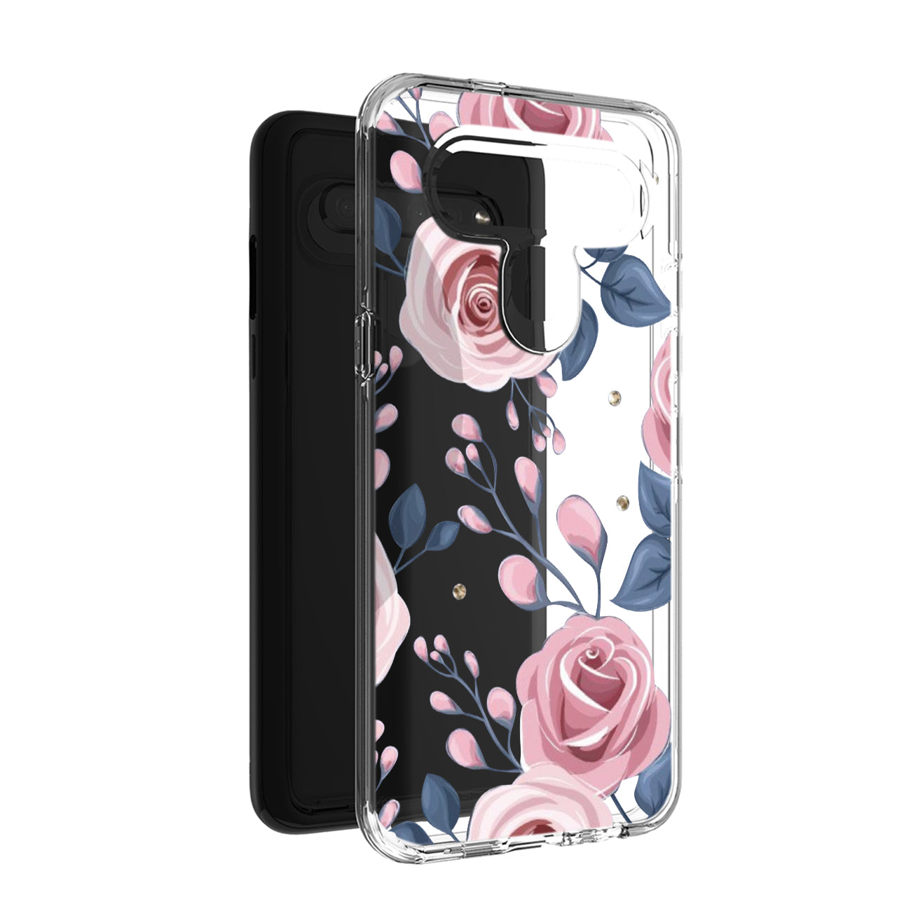 Phone Case Pressed Dried Flower Design LG K61 / K51s / K41s Rose Gold Color