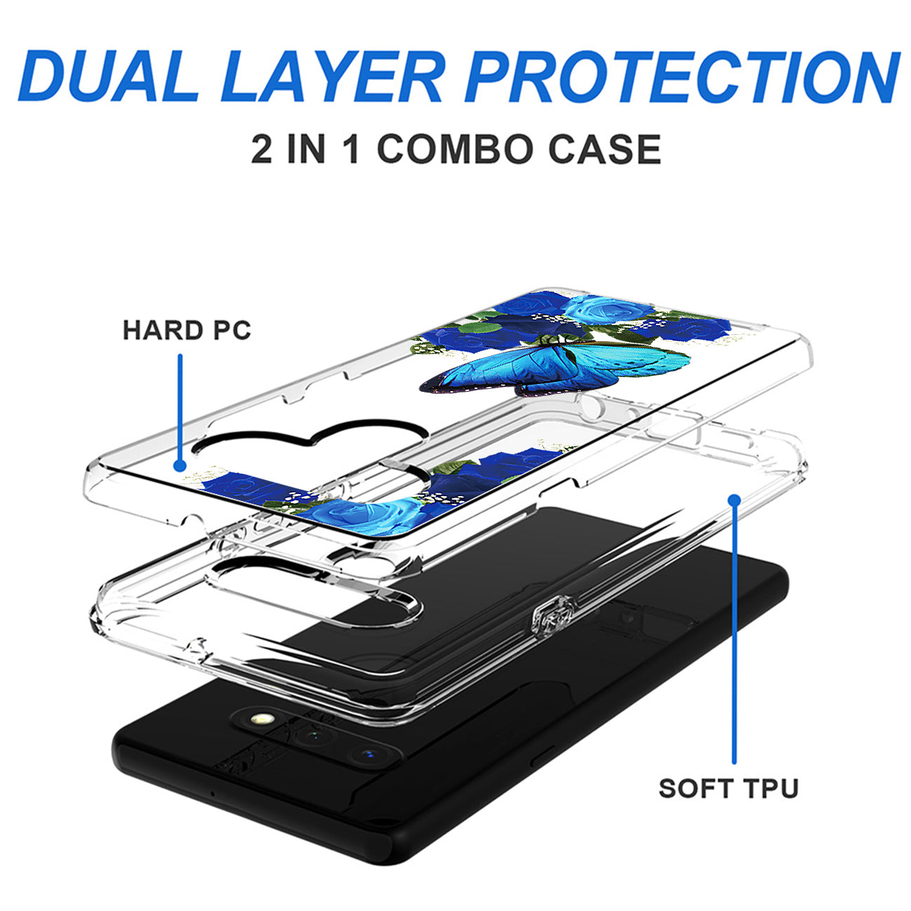 Phone Case Pressed Dried Flower Design LG Stylo 6 Blue Color