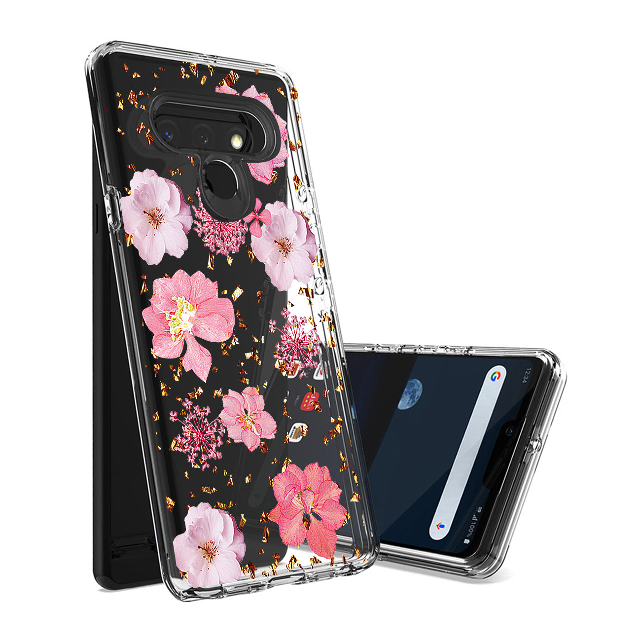 Phone Case Pressed Dried Flower Design LG Stylo 6 Pink Color