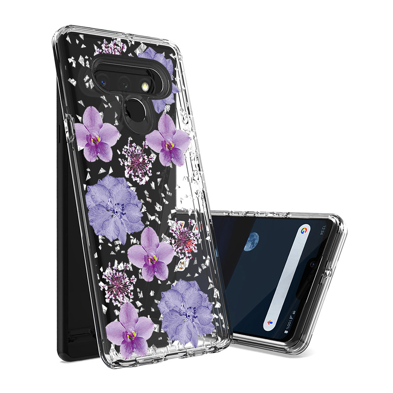 Phone Case Pressed Dried Flower Design LG Stylo 6 Purple Color