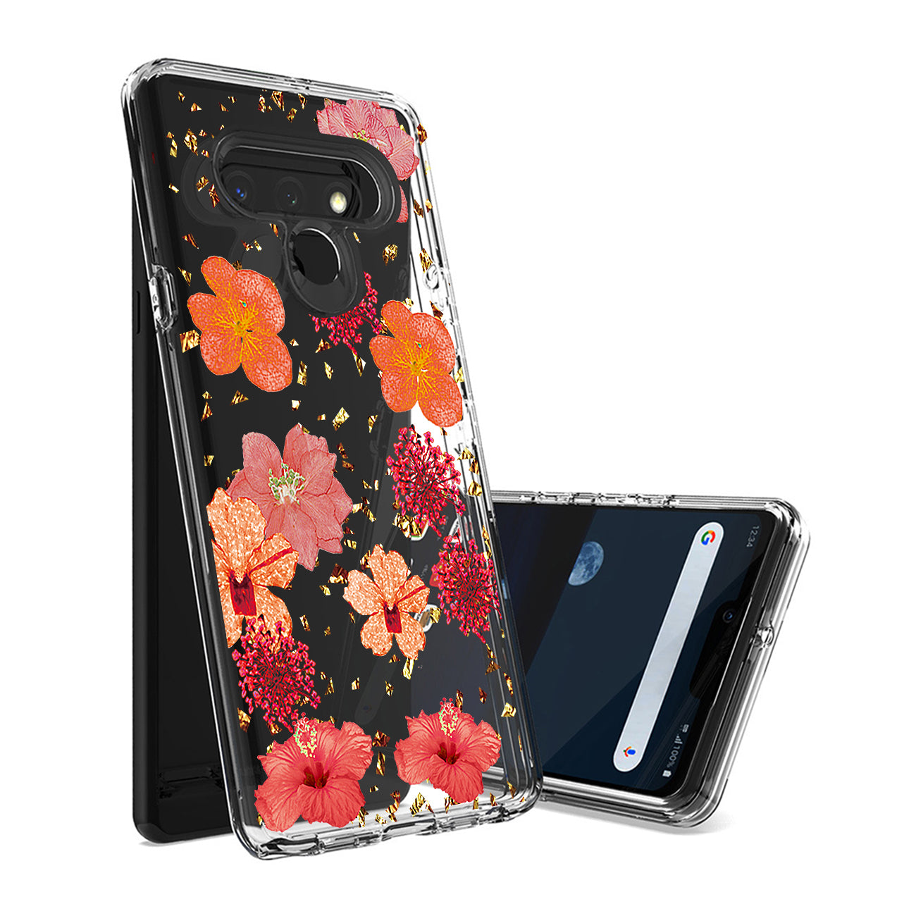 Phone Case Pressed Dried Flower Design LG Stylo 6 Red Color