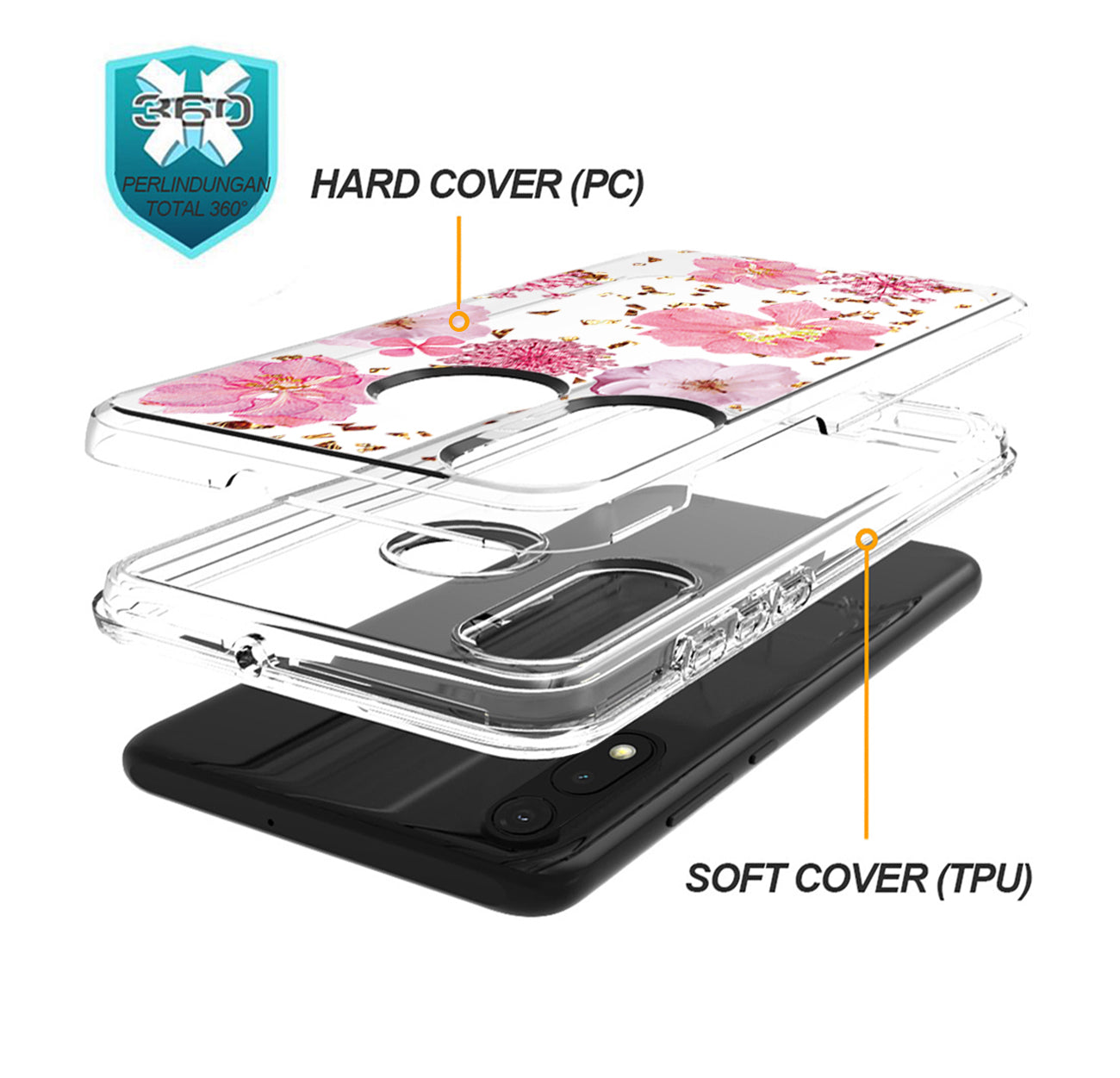 Pressed dried flower Design Phone case for MOTOROLA E7 (2020) In Pink