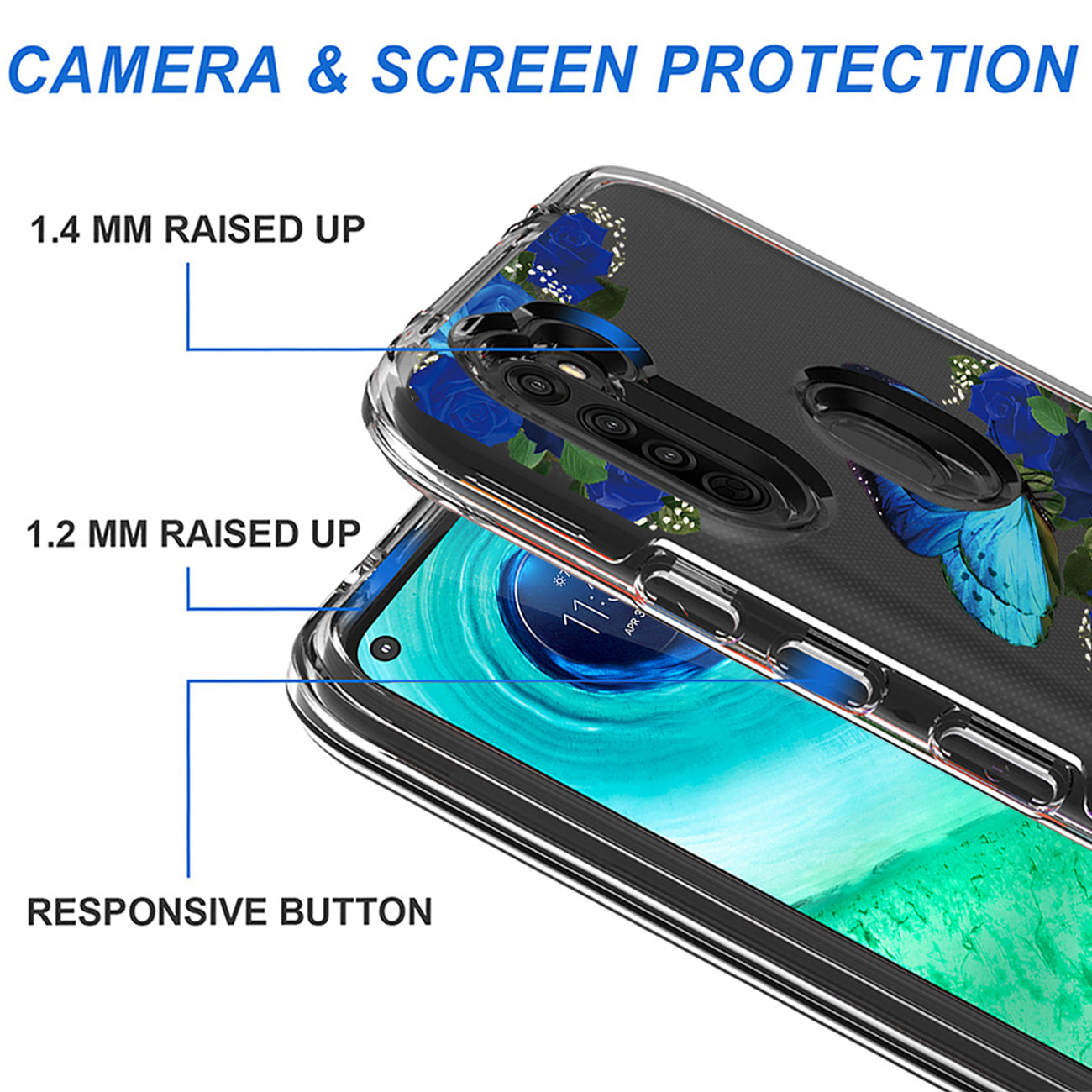 Phone Case Pressed Dried Flower Design Motorola G8 Fast Blue Color