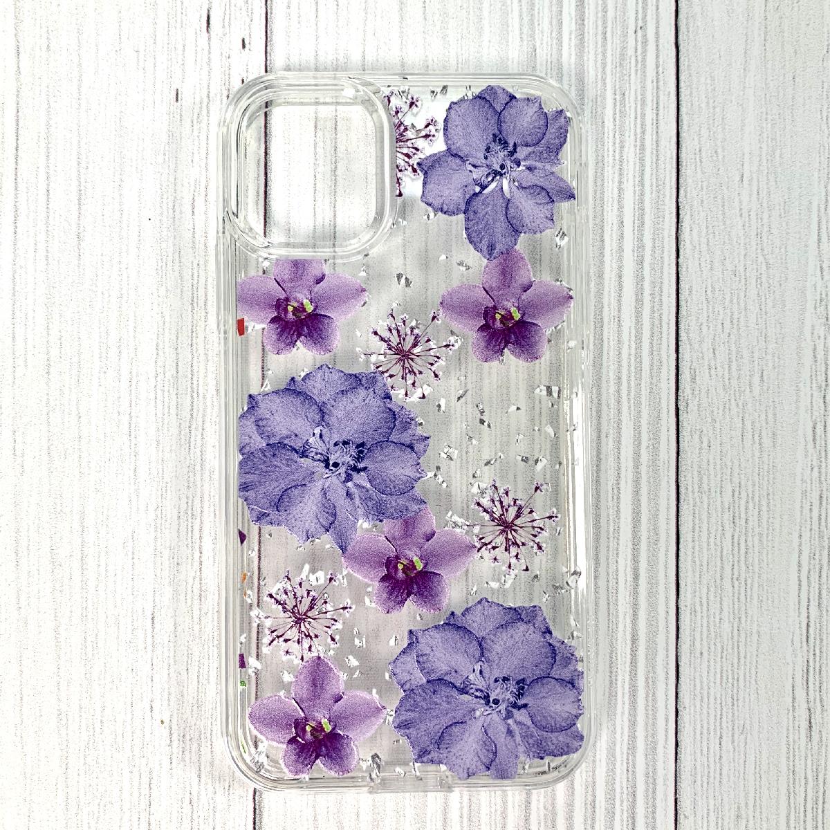Phone Case Pressed Dried Flower Design Motorola G8 Fast Purple Color