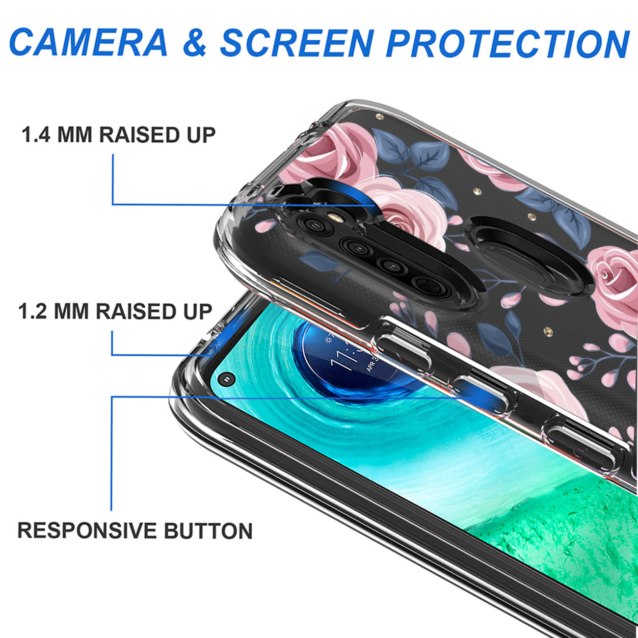 Phone Case Pressed Dried Flower Design Motorola G8 Fast Rose Gold Color
