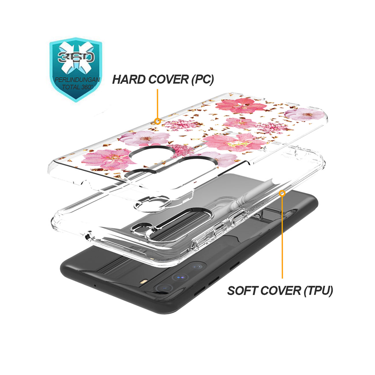 Phone Case Pressed Dried Flower Motorola G Stylus Pink Color