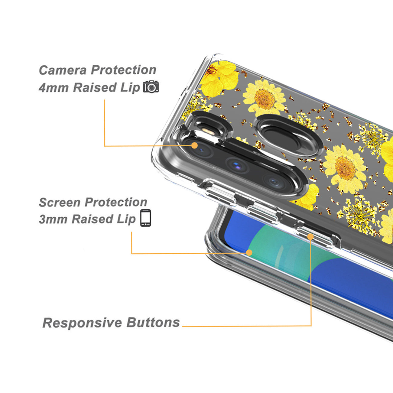 Phone Case Pressed Dried Flower Motorola G Stylus Yellow Color