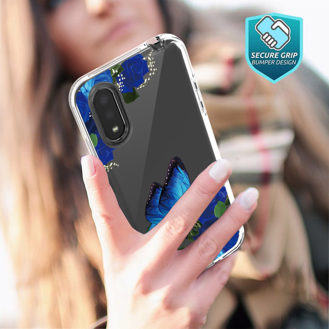 Pressed dried flower Design Phone case for SAMSUNG GALAXY A01 In Blue