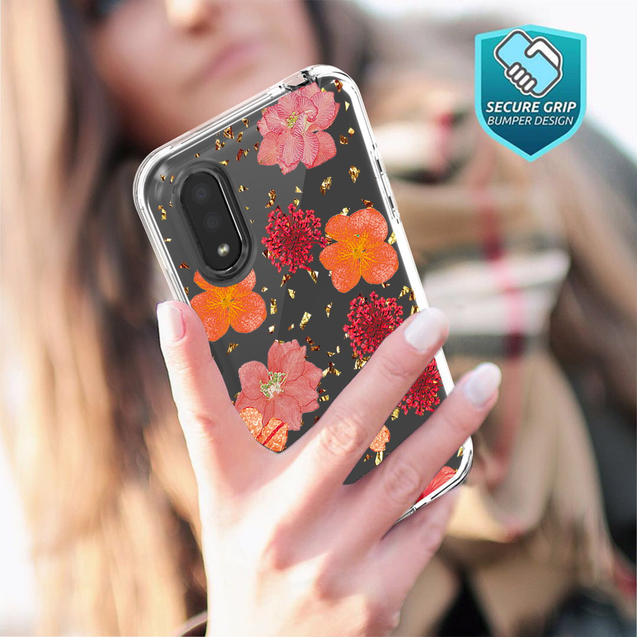 Pressed dried flower Design Phone case for SAMSUNG GALAXY A01 In Red
