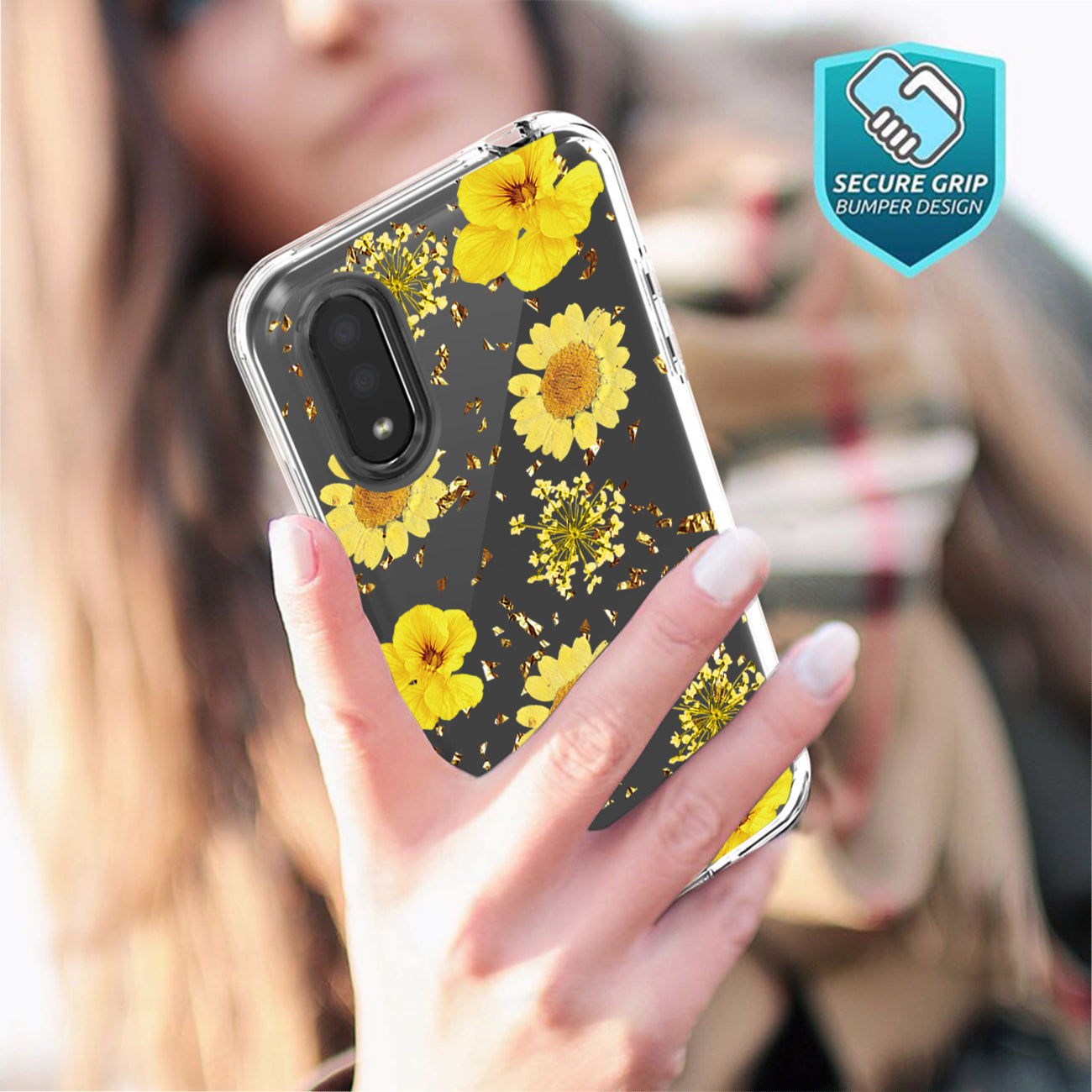 Pressed dried flower Design Phone case for SAMSUNG GALAXY A01 In Yellow