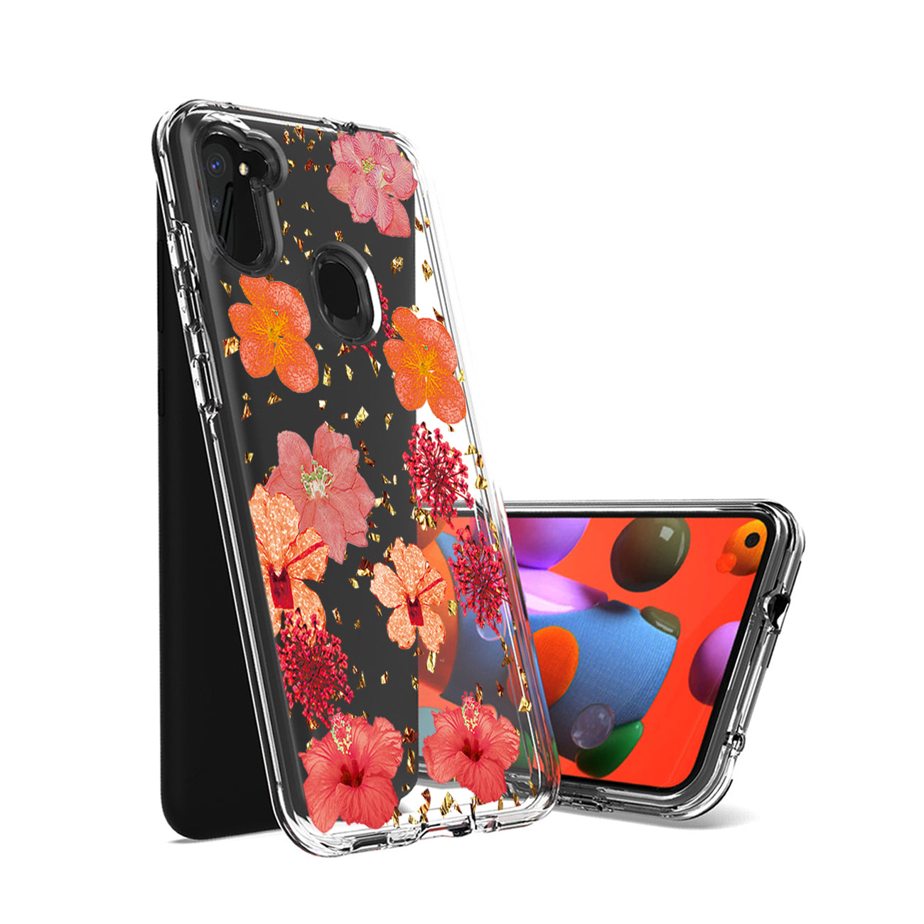 Pressed dried flower Design Phone case for SAMSUNG GALAXY A11 in Red