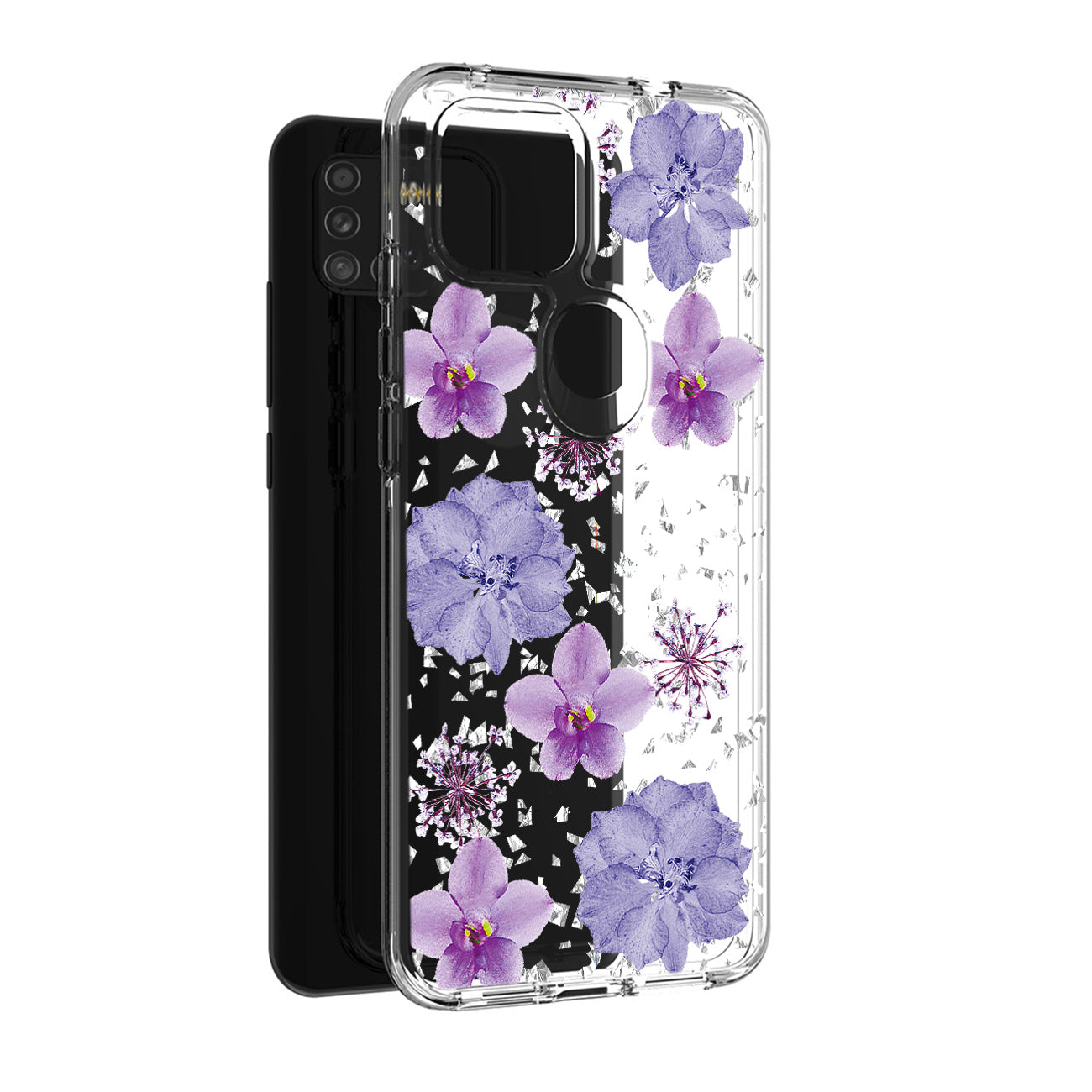 Pressed dried flower Design Phone case for SAMSUNG GALAXY A21S In Purple
