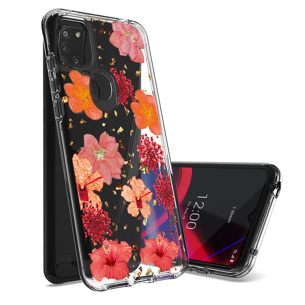 Pressed dried flower Design Phone case for SAMSUNG GALAXY A21S In Red