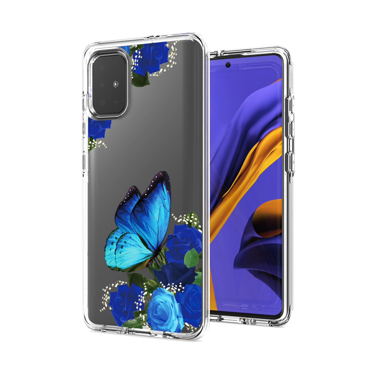 Pressed dried flower Design Phone case for SAMSUNG GALAXY A51 5G In Blue