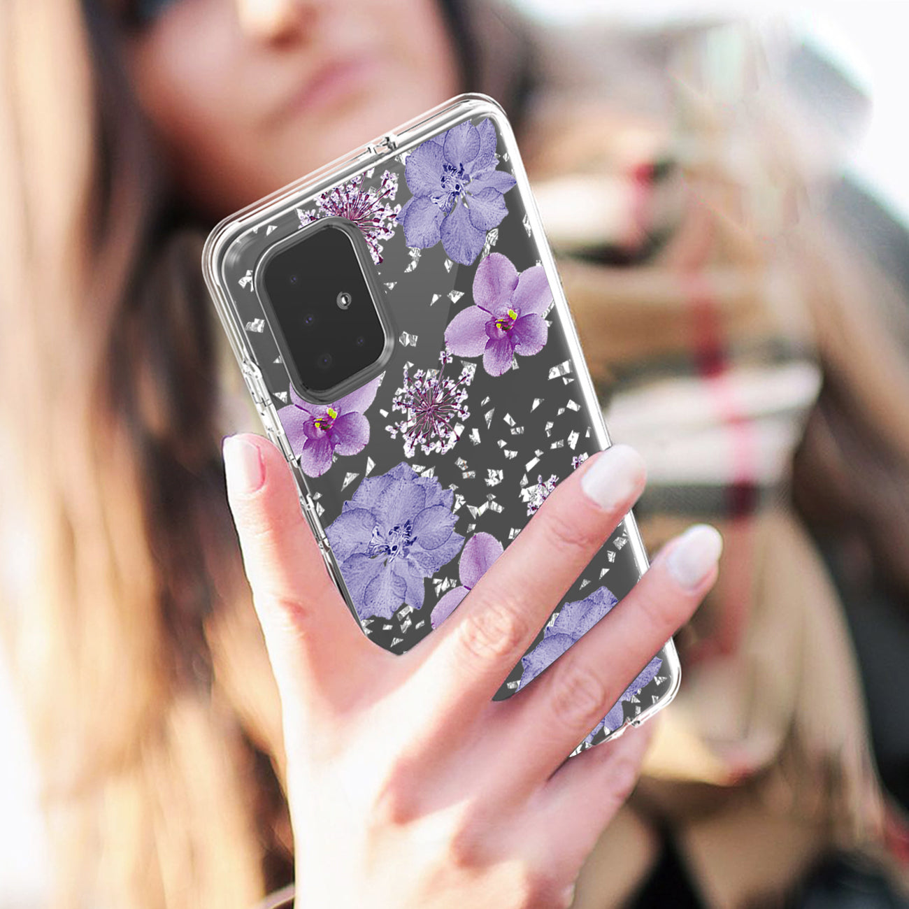 Pressed dried flower Design Phone case for SAMSUNG GALAXY A51 5G In Purple