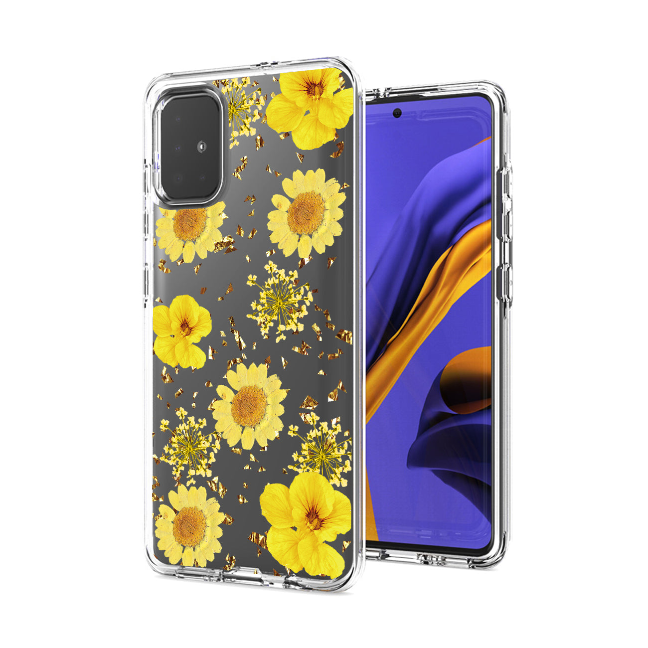 Pressed dried flower Design Phone case for SAMSUNG GALAXY A51 5G In Yellow