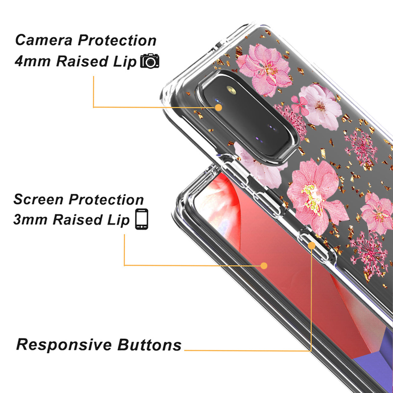 Pressed dried flower Design Phone case for SAMSUNG GALAXY A81/Note 10 Lite/M60S In Pink