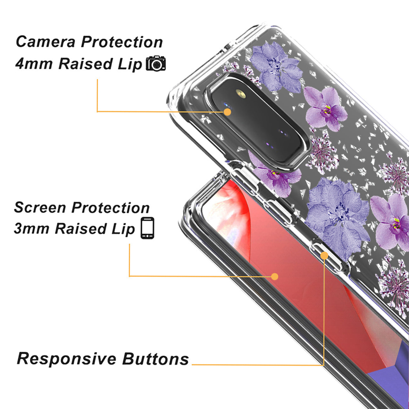 Pressed dried flower Design Phone case for SAMSUNG GALAXY A81/Note 10 Lite/M60S In Purple
