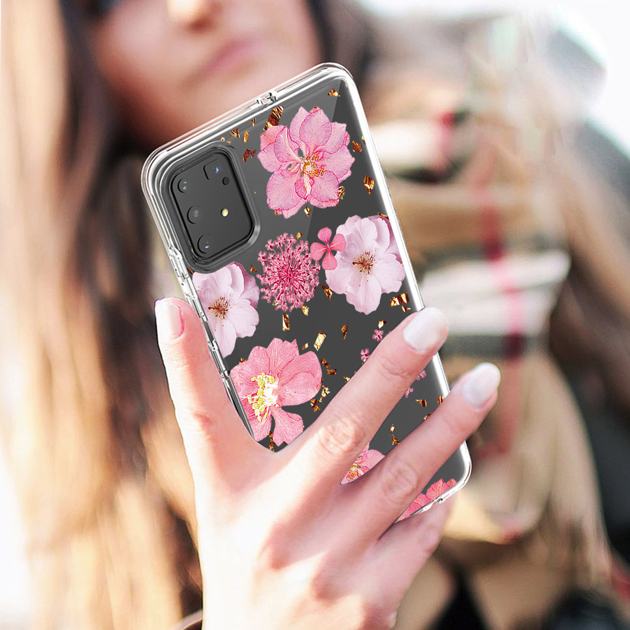 Pressed dried flower Design Phone case for SAMSUNG GALAXY A91/S10 Lite/M80S In Pink