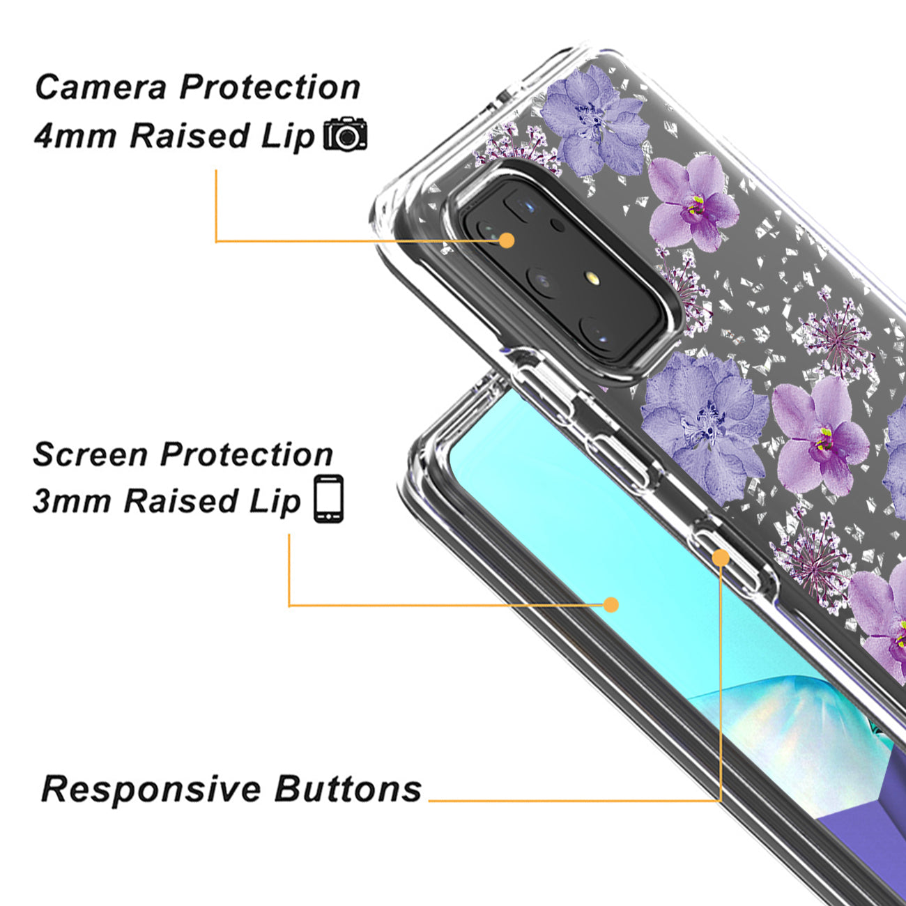 Pressed dried flower Design Phone case for SAMSUNG GALAXY A91/S10 Lite/M80S In Purple