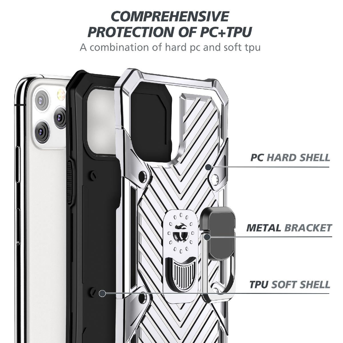 IPHONE 12/ IPHONE 12 PRO Kickstand Anti-Shock And Anti Falling Case In Silver
