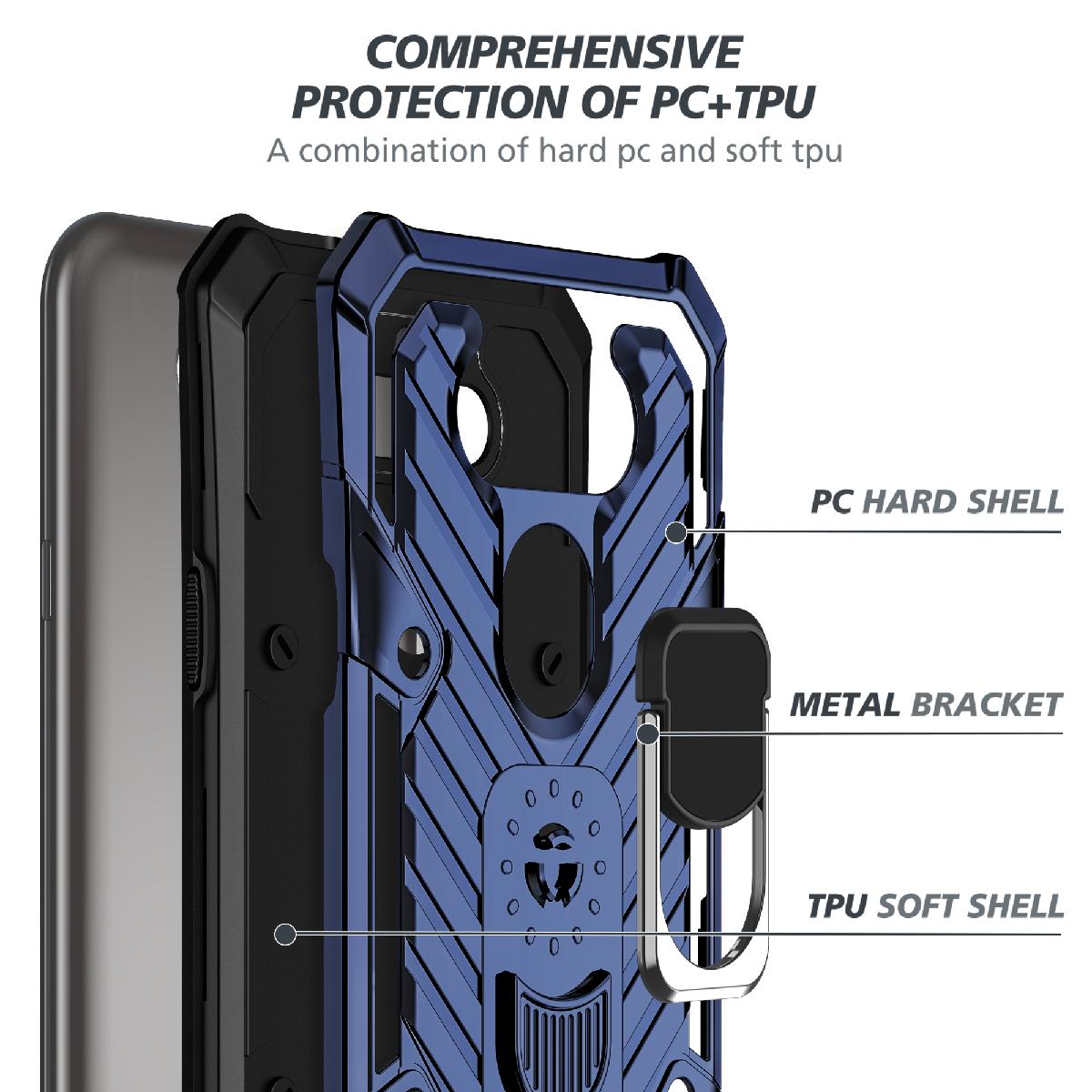 Case Kickstand Anti-Shock And Anti Falling LG Aristo 5 Blue Color