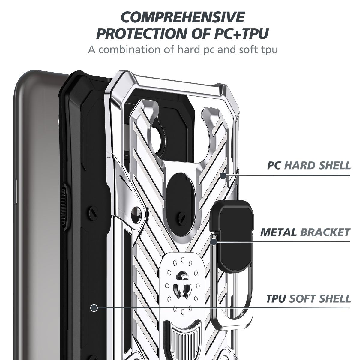 Case Kickstand Anti-Shock And Anti Falling LG Aristo 5 Silver Color