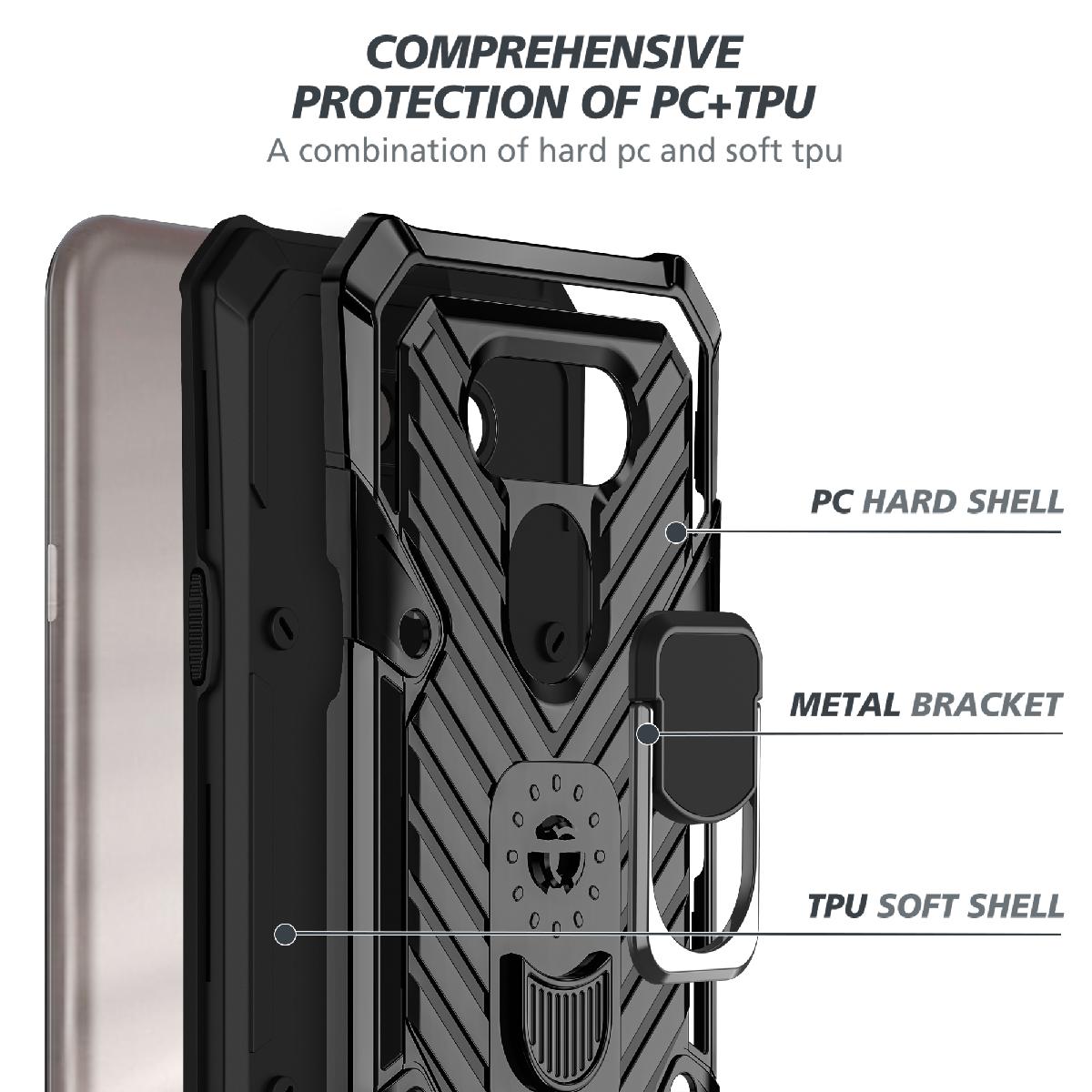 Case Kickstand Anti-Shock And Anti Falling LG HARMONY 4 Black Color