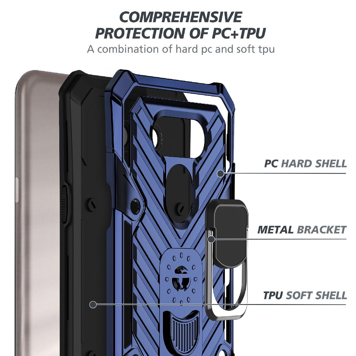 Case Kickstand Anti-Shock And Anti Falling LG HARMONY 4 Blue Color