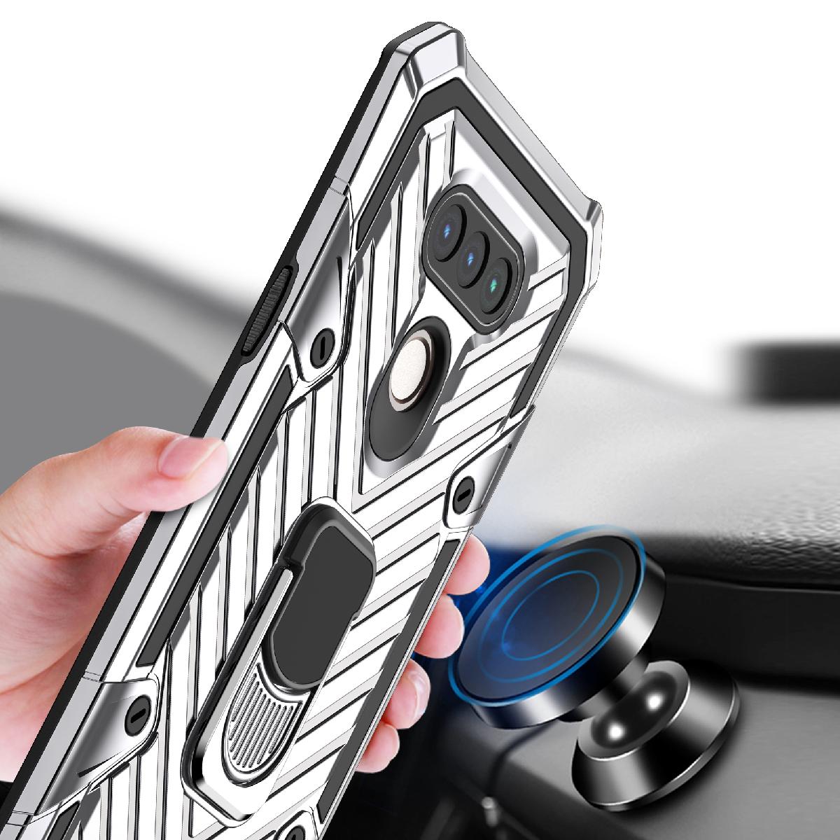 Case Kickstand Anti-Shock And Anti Falling LG Harmony 4 Silver Color