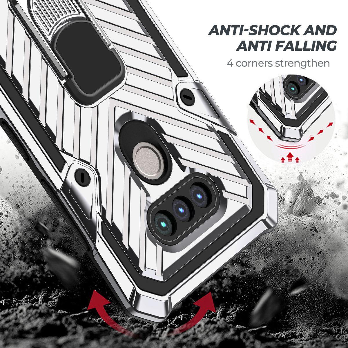 Case Kickstand Anti-Shock And Anti Falling LG Harmony 4 Silver Color