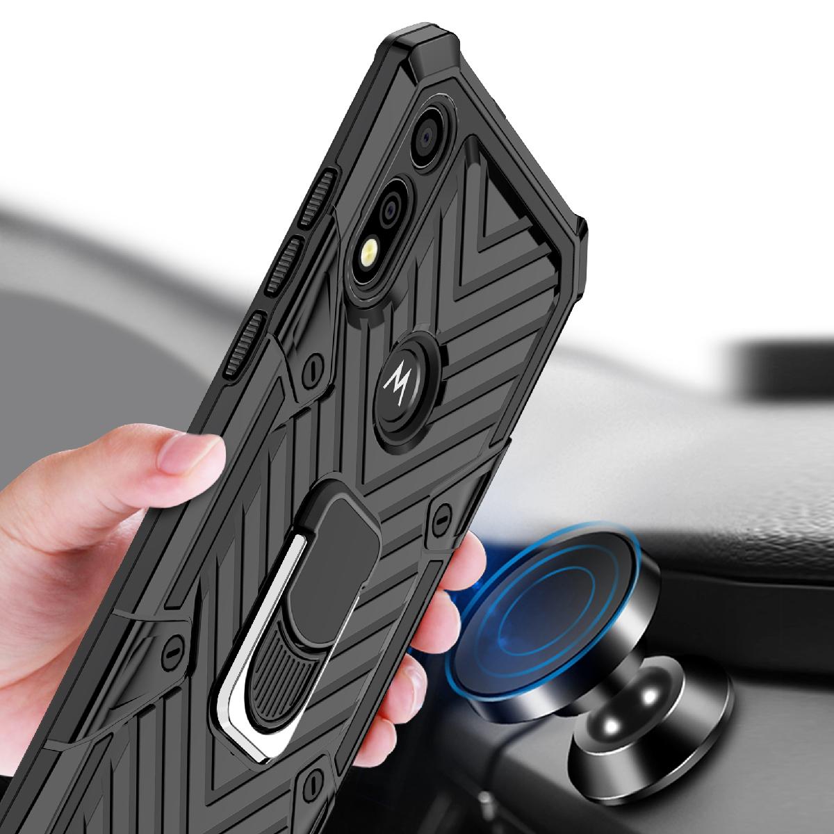 Case Kickstand Anti-Shock And Anti Falling Motorola E7 Black Color
