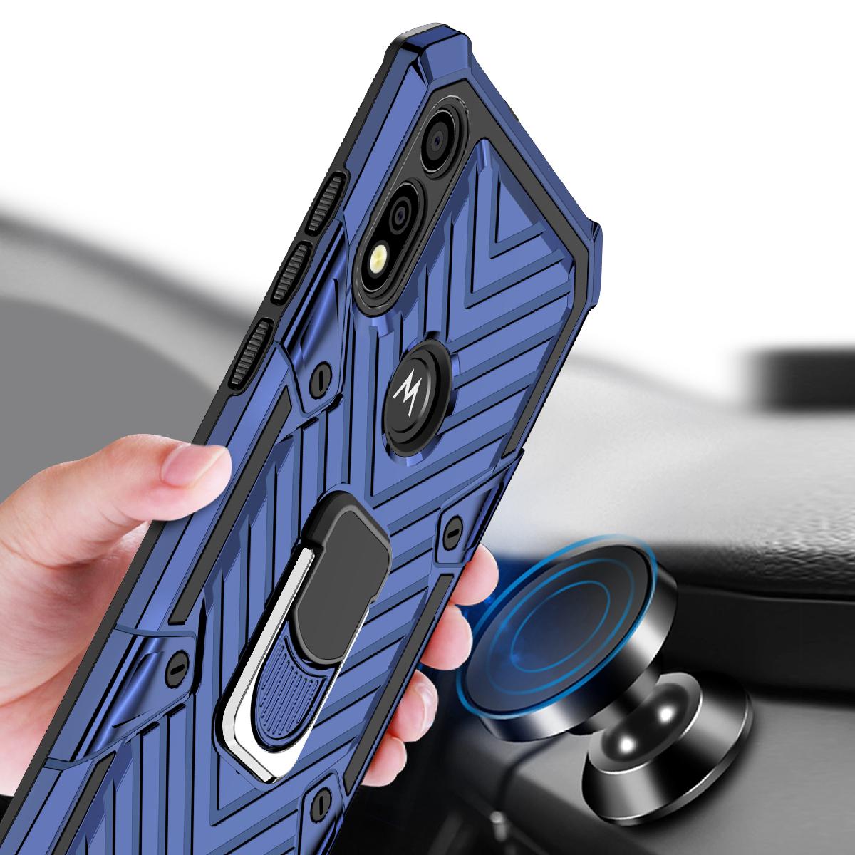 Case Kickstand Anti-Shock And Anti Falling Motorola E7 Blue Color