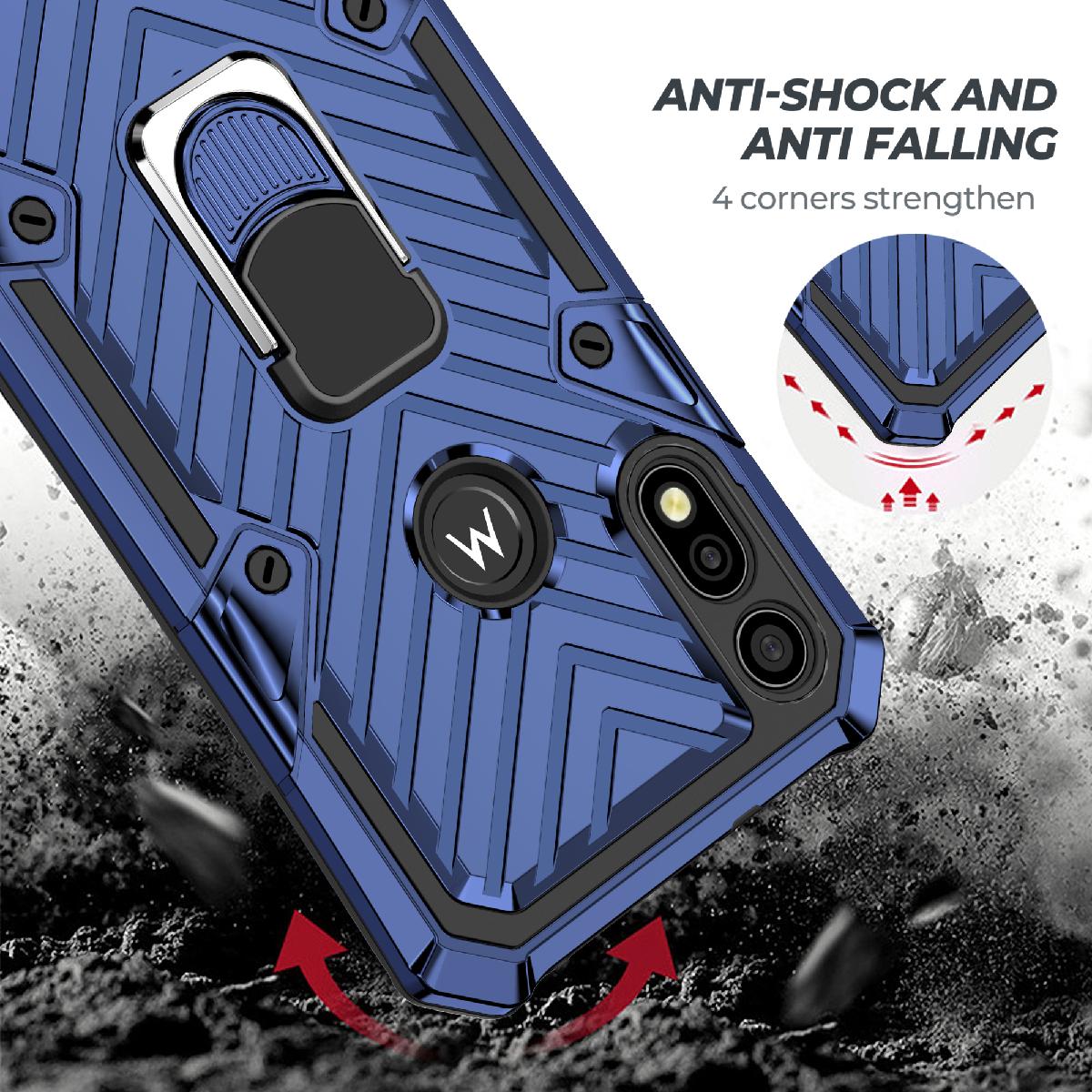 Case Kickstand Anti-Shock And Anti Falling Motorola E7 Blue Color