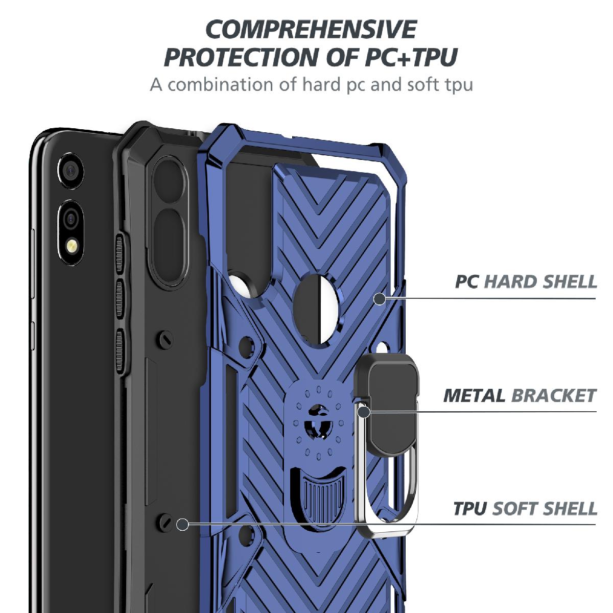Case Kickstand Anti-Shock And Anti Falling Motorola E7 Blue Color