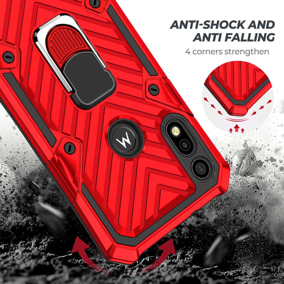 Case Kickstand Anti-Shock And Anti Falling Motorola E7 Red Color