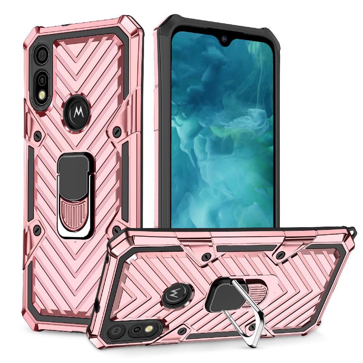 Case Kickstand Anti-Shock And Anti Falling Motorola E7 Rose Gold Color