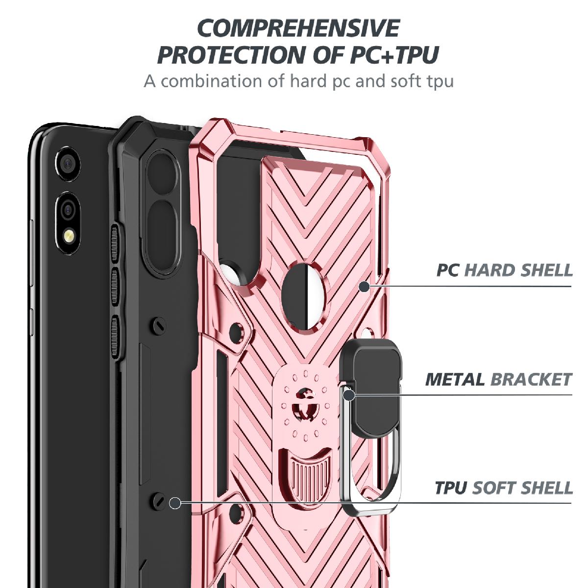 Case Kickstand Anti-Shock And Anti Falling Motorola E7 Rose Gold Color