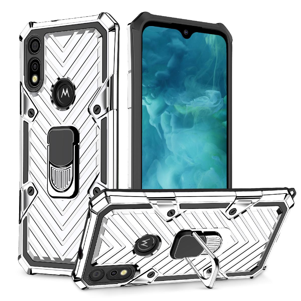 Case Kickstand Anti-Shock And Anti Falling Motorola E7 Silver Color