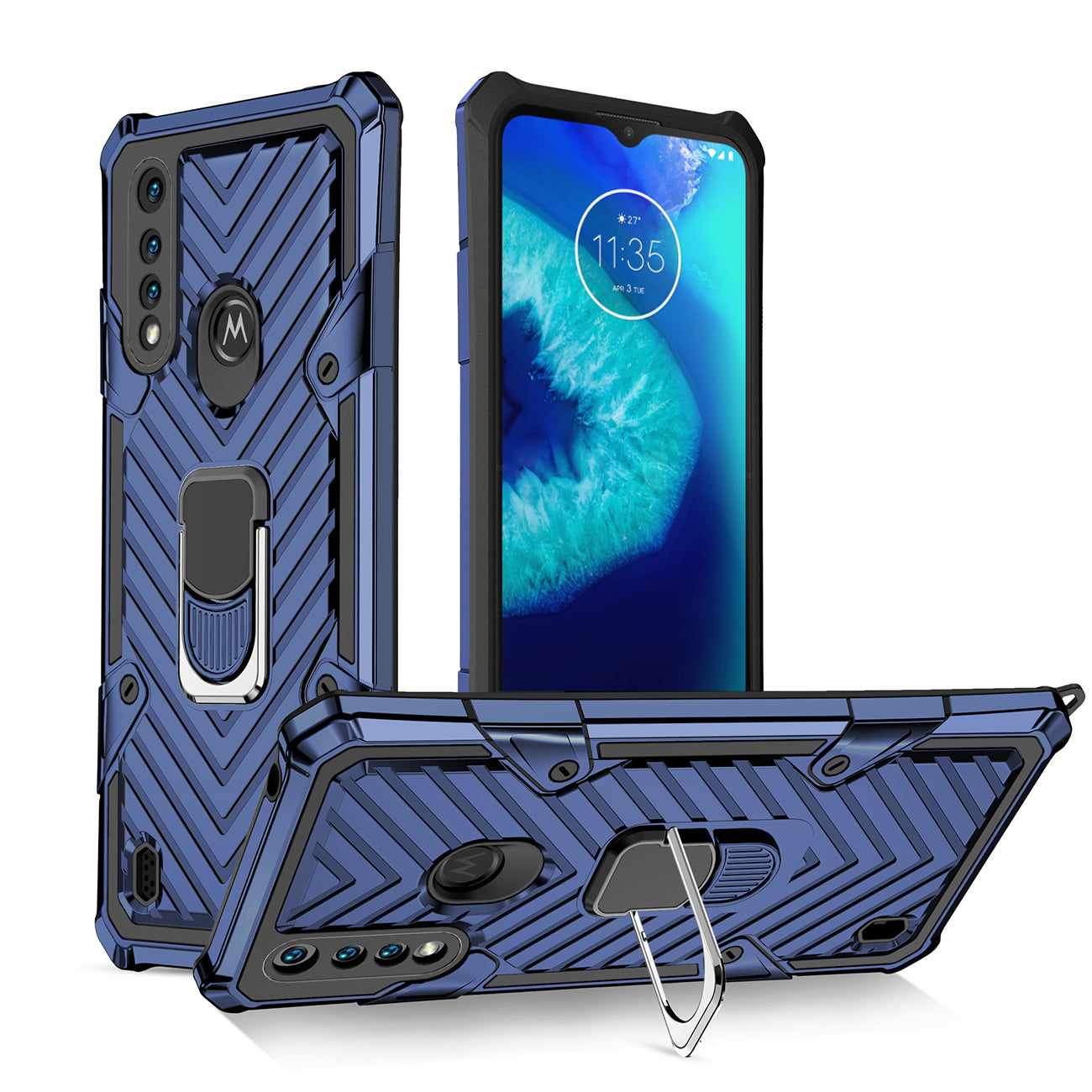 Case Kickstand Anti-Shock And Anti Falling Moto G8 Power Lite Blue Color
