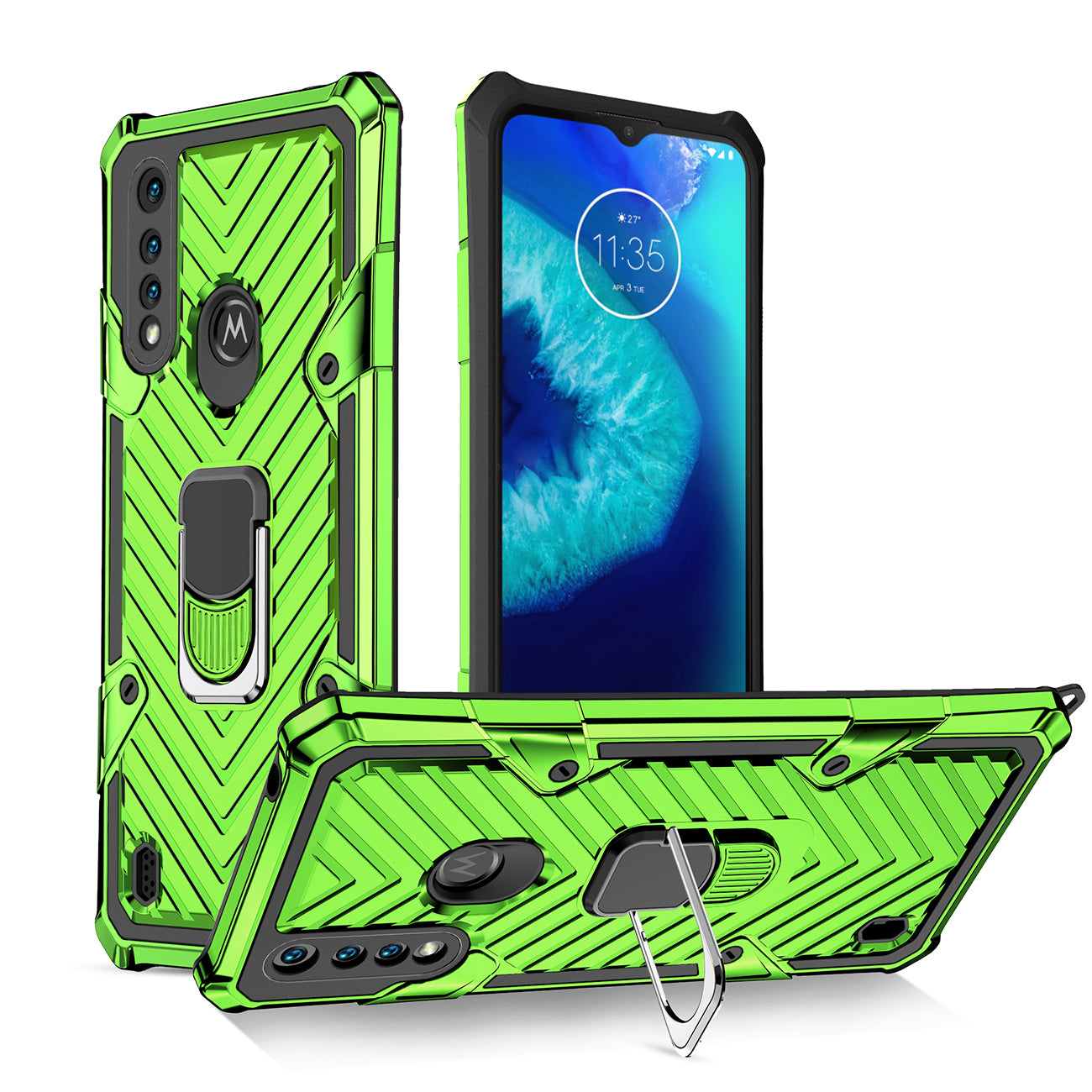 Case Kickstand Anti-Shock And Anti Falling Moto G8 Power Lite Green Color