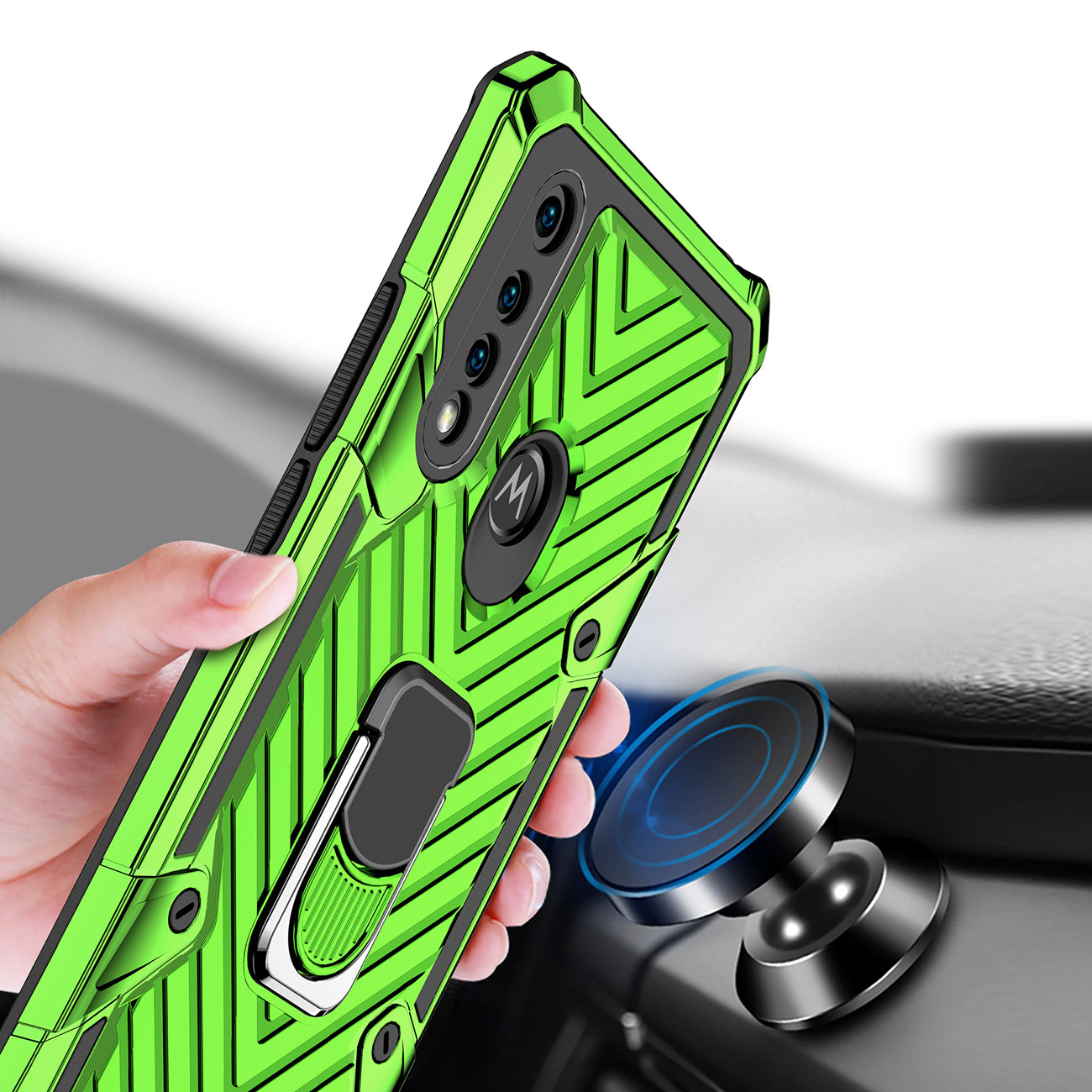 Case Kickstand Anti-Shock And Anti Falling Moto G8 Power Lite Green Color