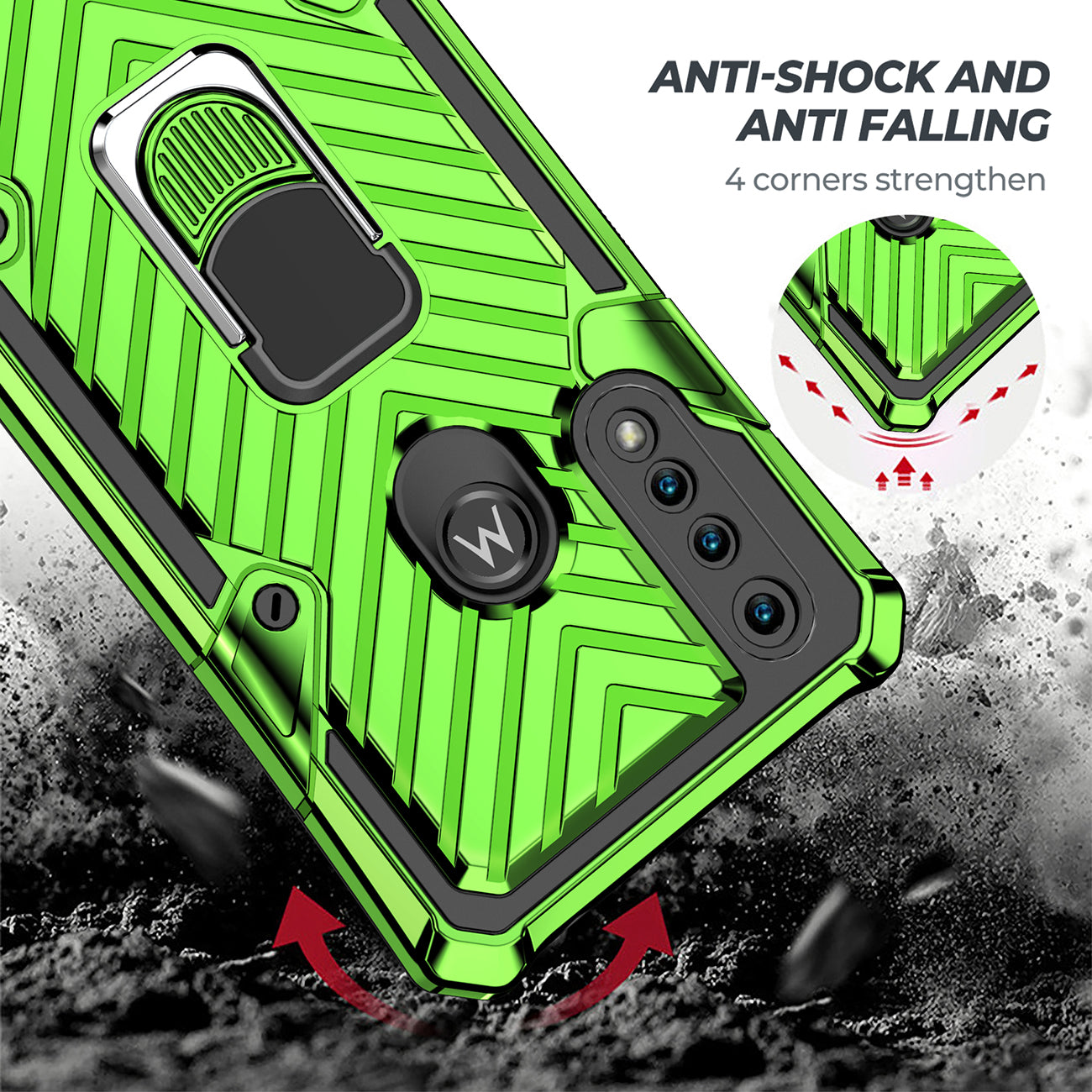 Case Kickstand Anti-Shock And Anti Falling Moto G8 Power Lite Green Color