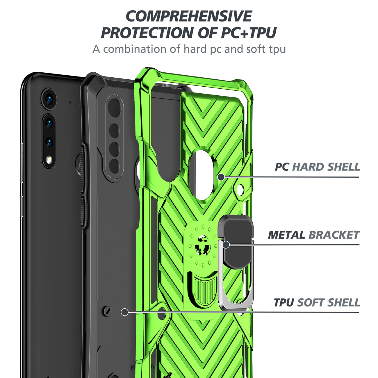 Case Kickstand Anti-Shock And Anti Falling Moto G8 Power Lite Green Color