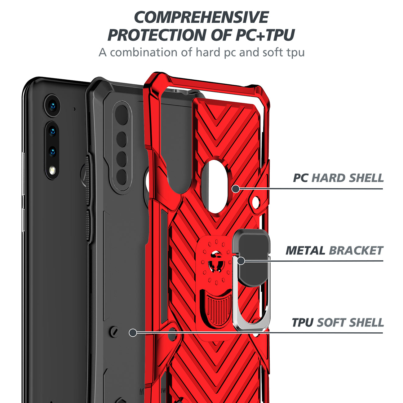Case Kickstand Anti-Shock And Anti Falling Moto G8 Power Lite Red Color